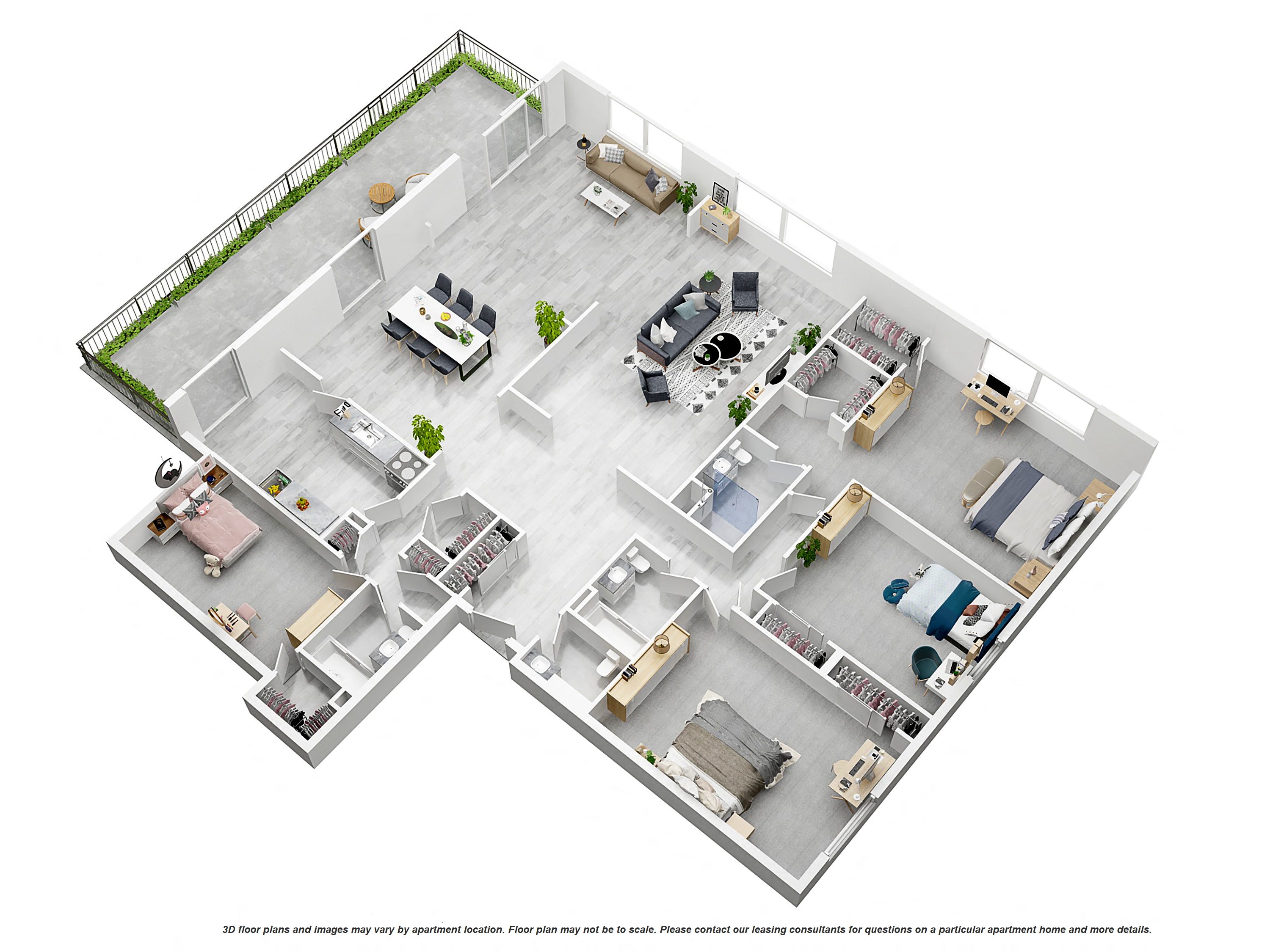 Floor plan for 4 beds, 3.5 baths, 2840 sqft